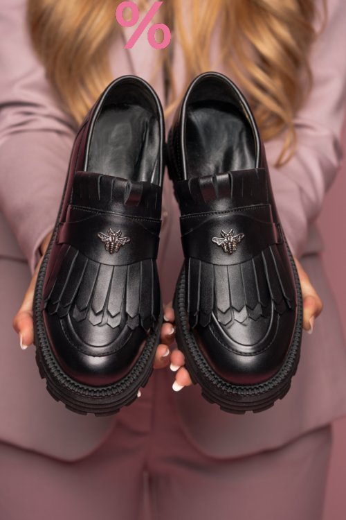 Mocasini dama piele naturala black 3s7795