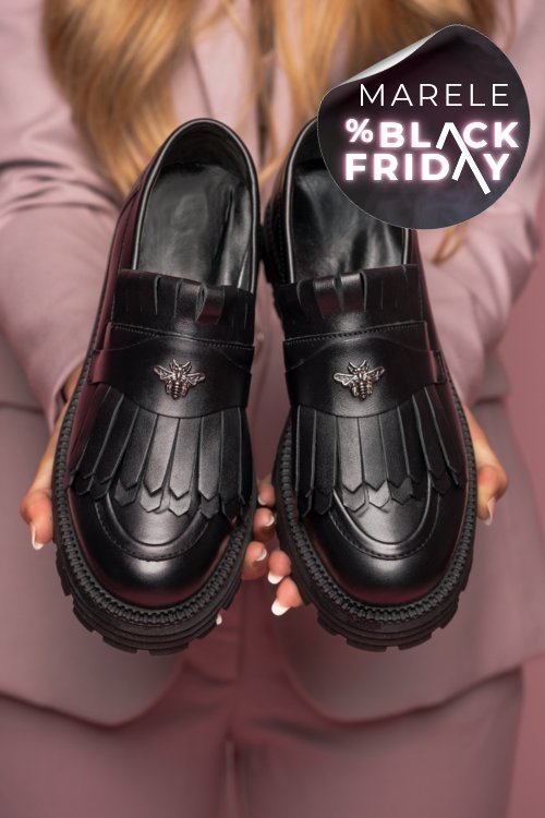 Mocasini dama piele naturala black 3s7795