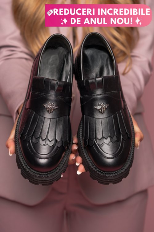 Mocasini dama piele naturala black 3s7795