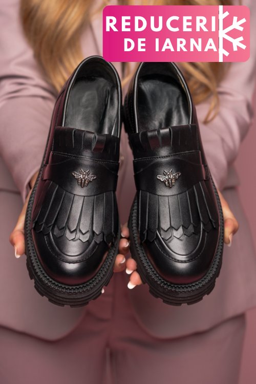 Mocasini dama piele naturala black 3s7795