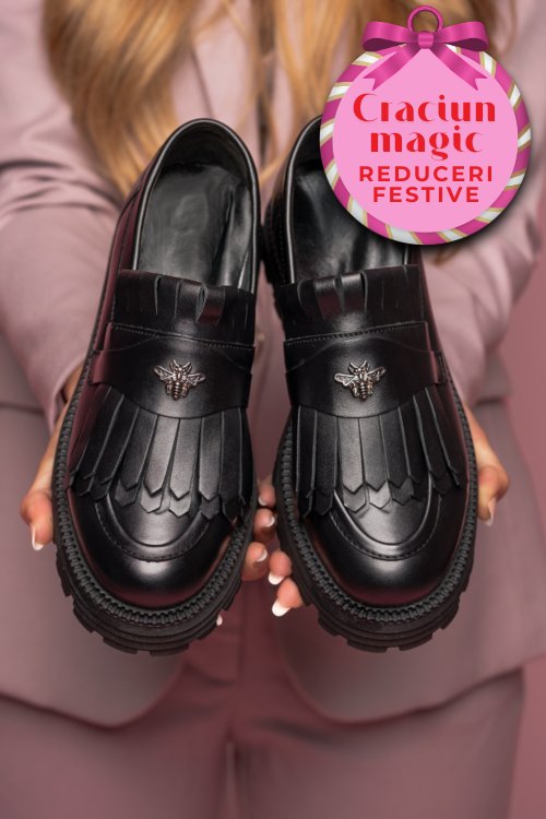 Mocasini dama piele naturala black 3s7795