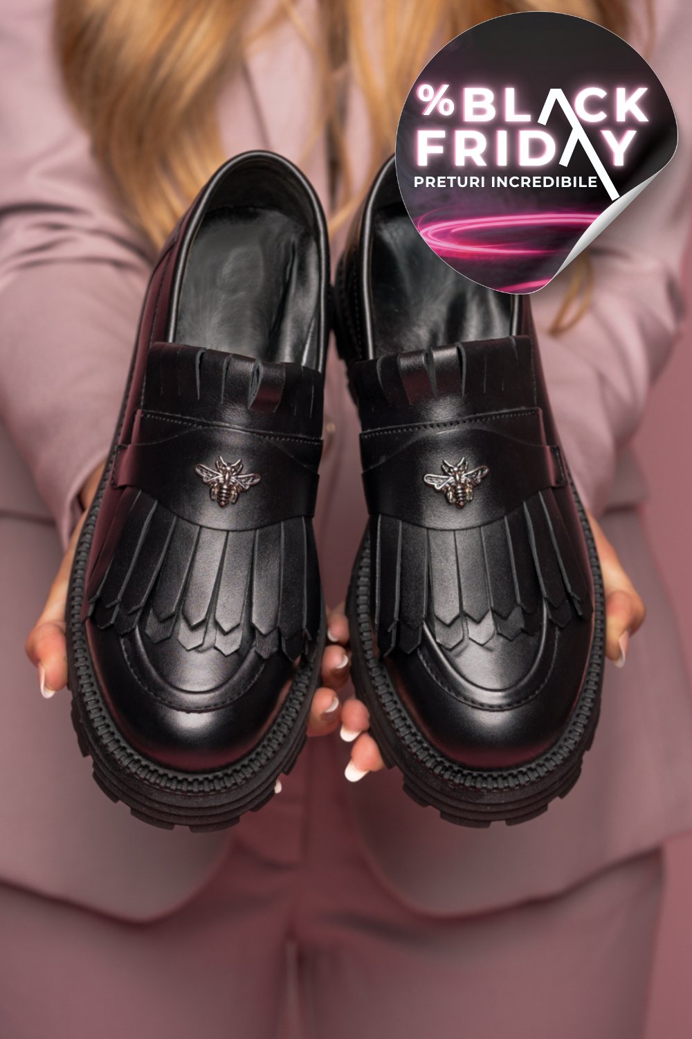 MOCASINI DAMA PIELE NATURALA BLACK 3S7795