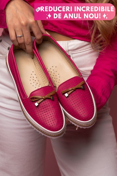 Mocasini roz piele naturala 1pc07