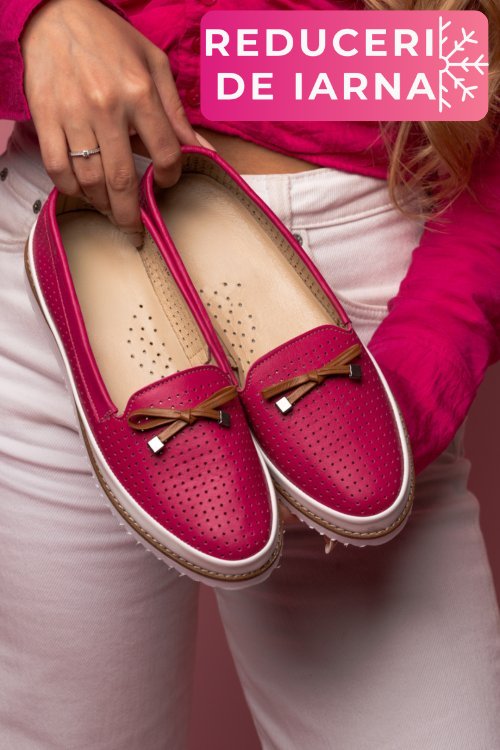 Mocasini roz piele naturala 1pc07