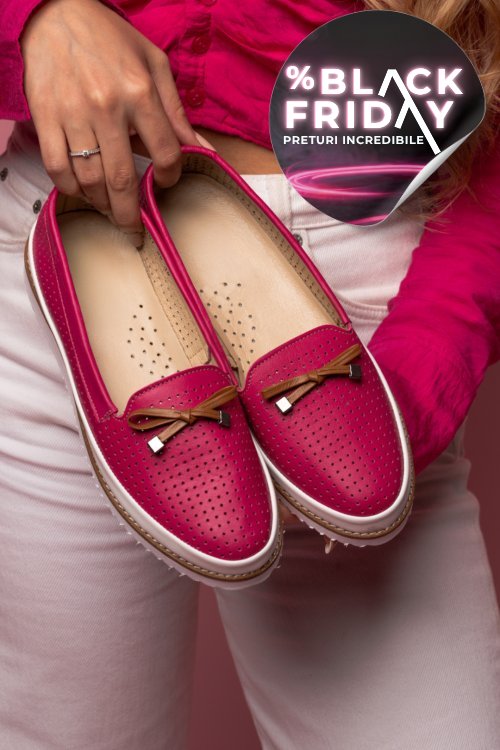 Mocasini roz piele naturala 1pc07