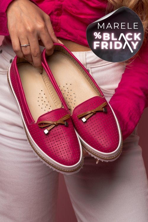 Mocasini roz piele naturala 1pc07