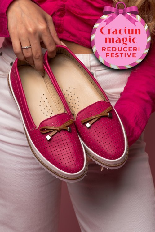 Mocasini roz piele naturala 1pc07