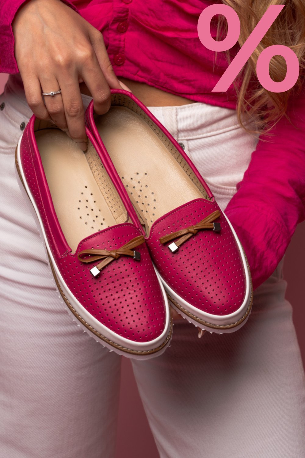 MOCASINI ROZ PIELE NATURALA 1PC07