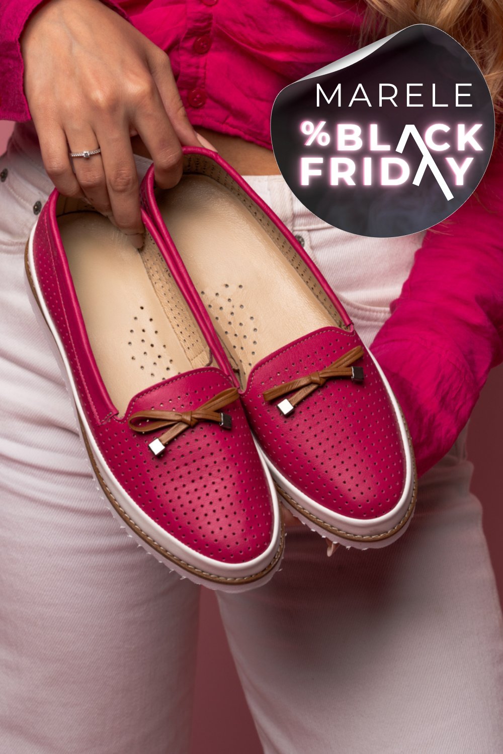 MOCASINI ROZ PIELE NATURALA 1PC07