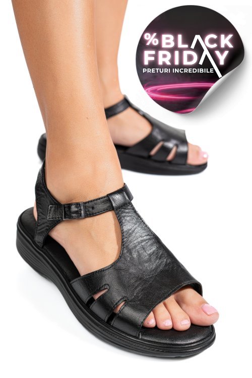 Sandale negre piele naturala 0pc11