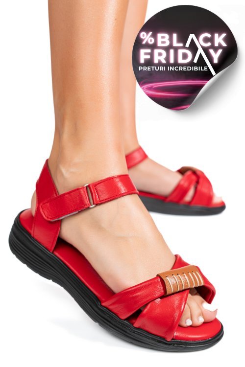 Sandale rosii piele naturala 0pc12