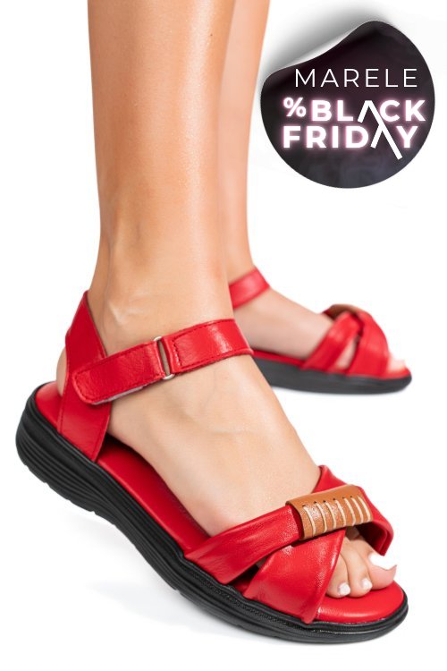 Sandale rosii piele naturala 0pc12