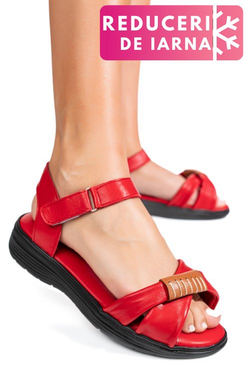 Sandale rosii piele naturala 0pc12