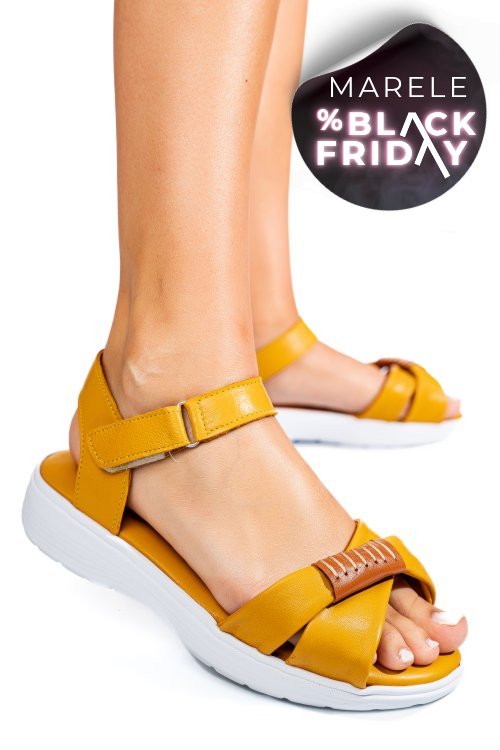 Sandale galbene piele naturala 0pc12