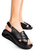 SANDALE NEGRE PIELE NATURALA 0PC22
