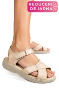 SANDALE BEJ PIELE NATURALA 0PC13