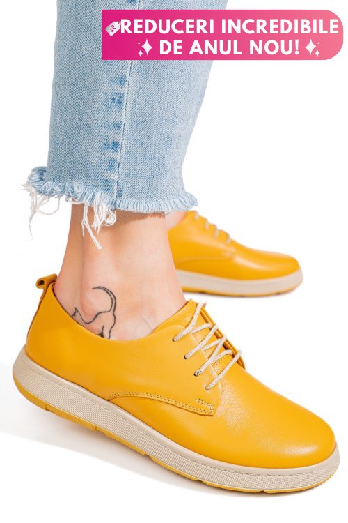 Pantofi galbeni piele naturala apckd070