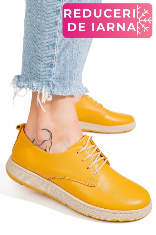 Pantofi galbeni piele naturala apckd070