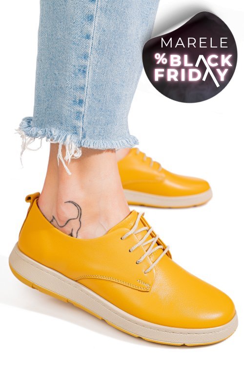 Pantofi galbeni piele naturala apckd070