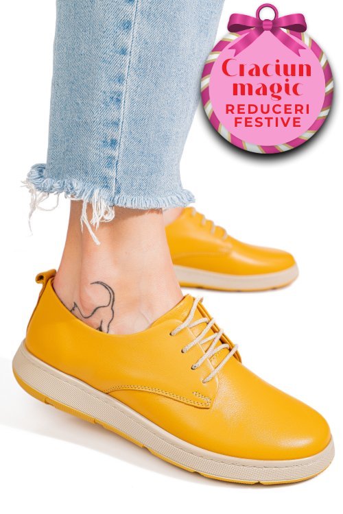 Pantofi galbeni piele naturala apckd070
