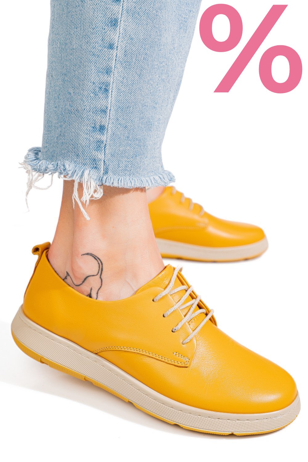 PANTOFI GALBENI PIELE NATURALA APCKD070