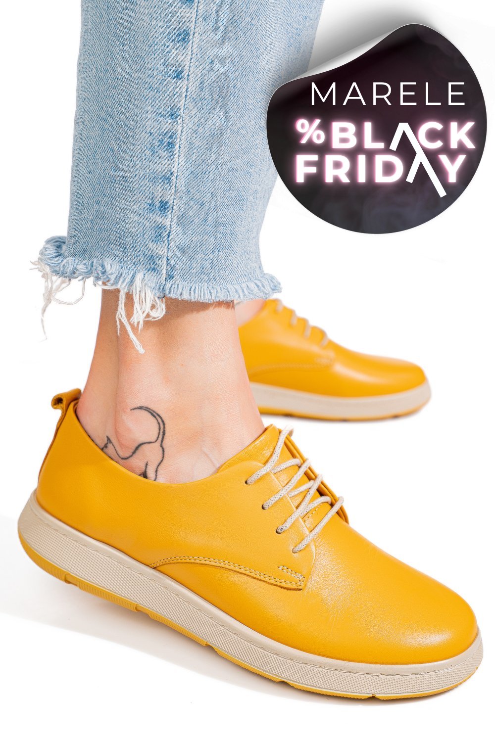 PANTOFI GALBENI PIELE NATURALA APCKD070