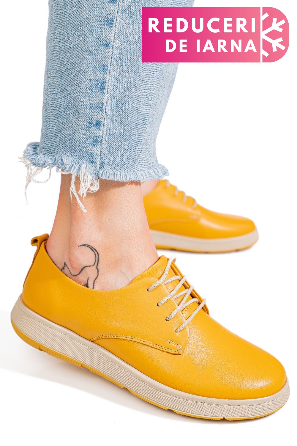 PANTOFI GALBENI PIELE NATURALA APCKD070