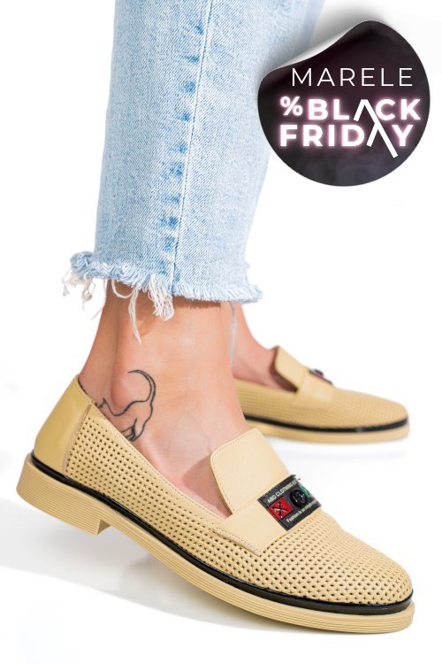 Pantofi bej piele naturala 1pc121