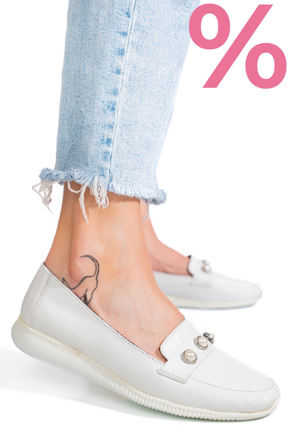 PANTOFI ALBI PIELE NATURALA 8PC6202