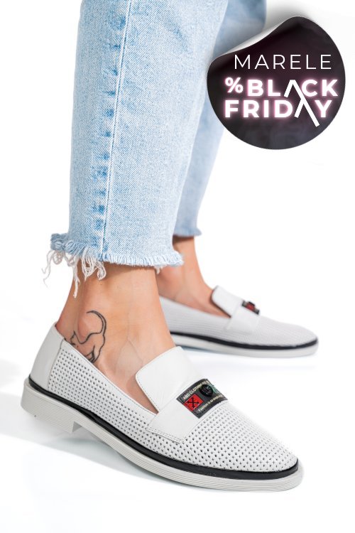 Pantofi albi piele naturala 1pc121