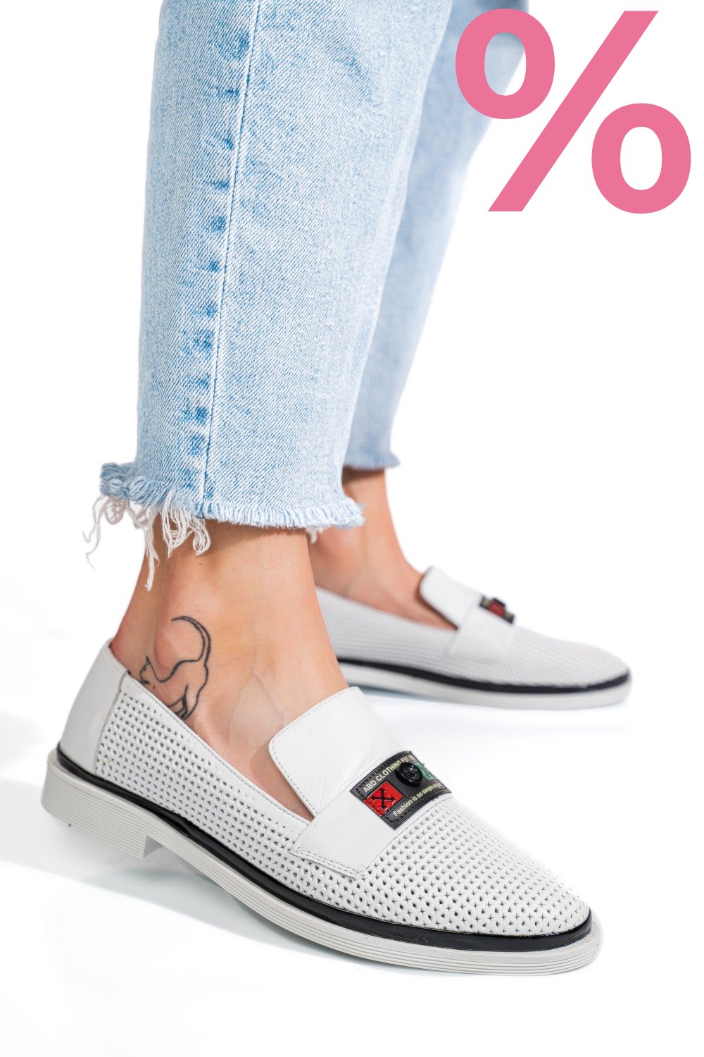 PANTOFI ALBI PIELE NATURALA 1PC121