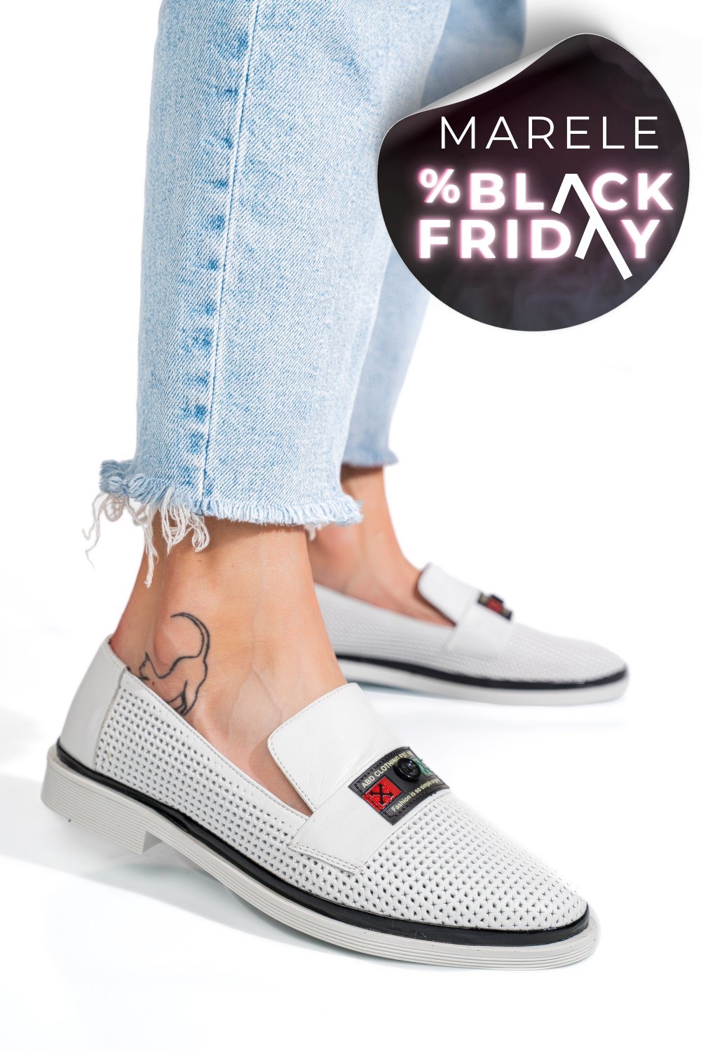 PANTOFI ALBI PIELE NATURALA 1PC121