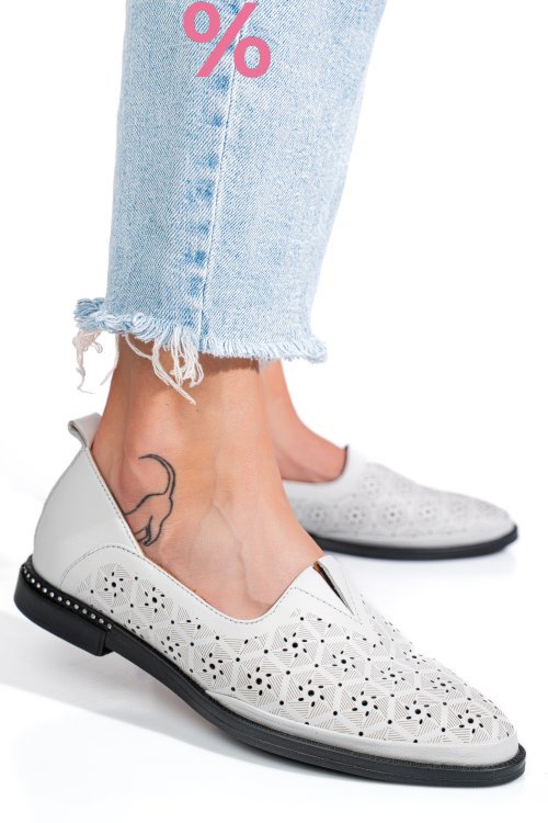 Pantofi albi piele naturala 1pc1002
