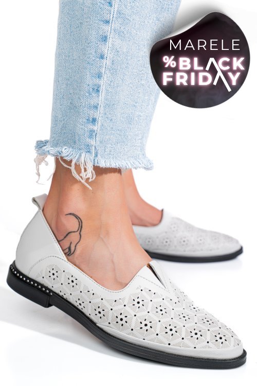 Pantofi albi piele naturala 1pc1002