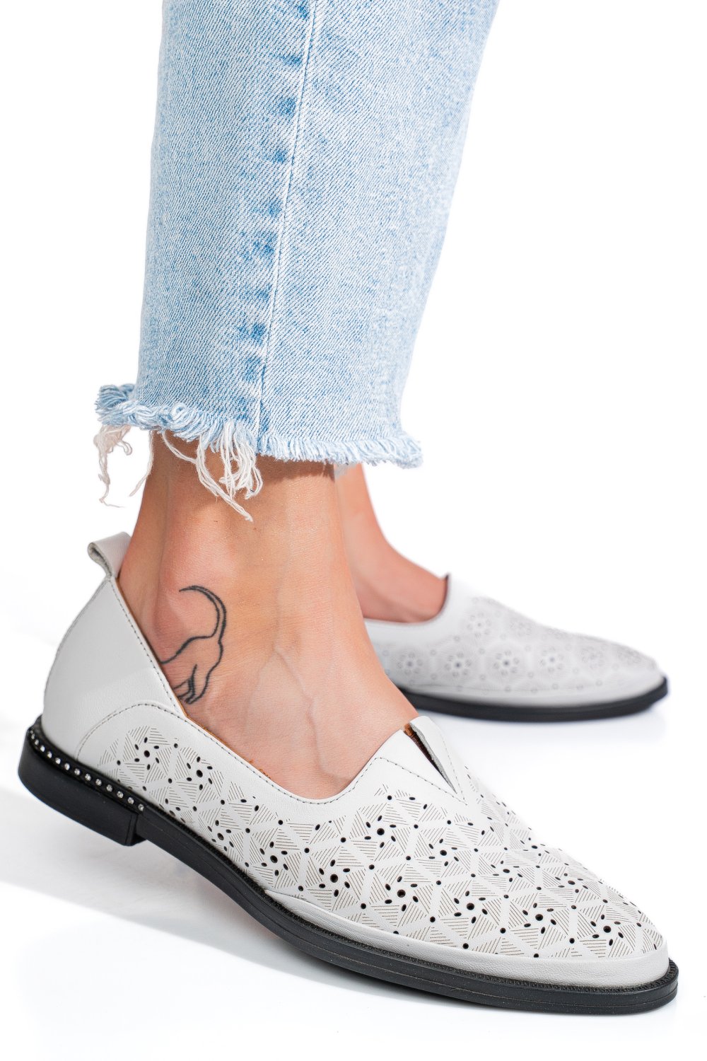 PANTOFI ALBI PIELE NATURALA 1PC1002