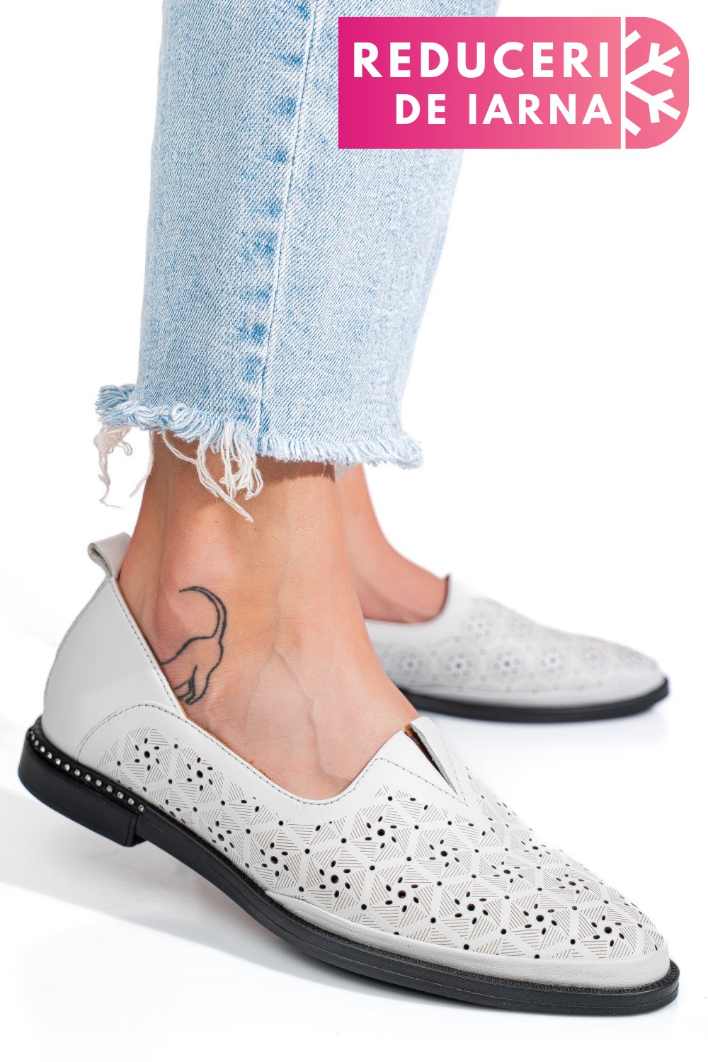 PANTOFI ALBI PIELE NATURALA 1PC1002