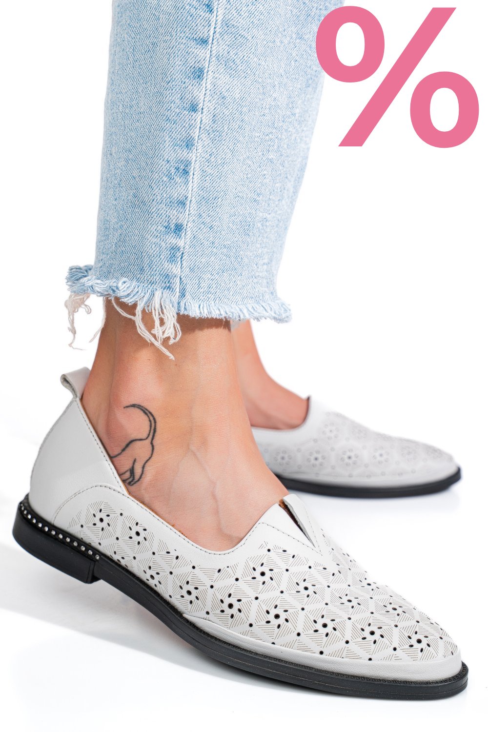 PANTOFI ALBI PIELE NATURALA 1PC1002