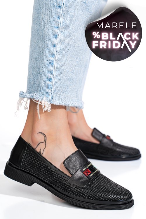 Pantofi negri piele naturala 1pc121