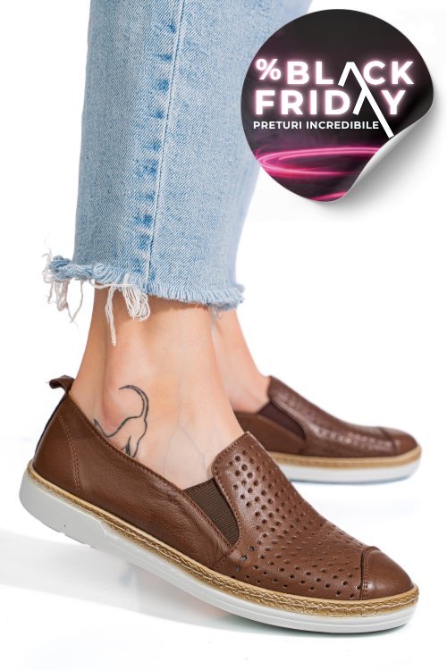 Espadrile maro piele naturala 9pc990