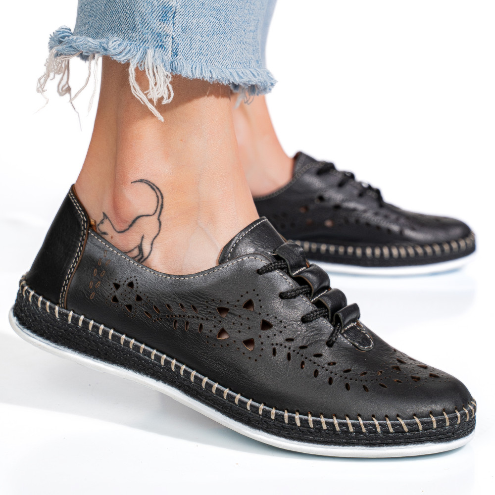 PANTOFI NEGRI PIELE NATURALA 1PC302