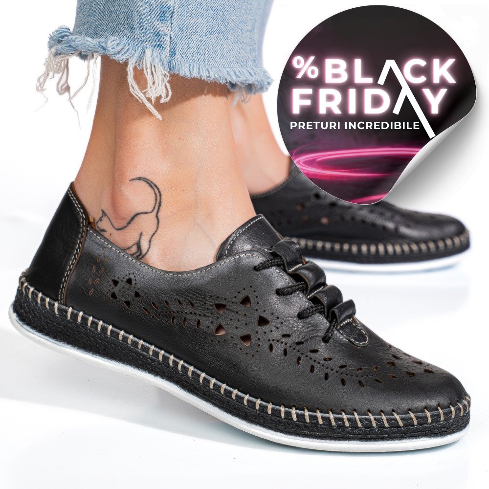 PANTOFI NEGRI PIELE NATURALA 1PC302