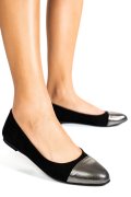 BALERINI NEGRU ARGINTIU FLORAL PIELE NATURALA INTOARSA 1PC06