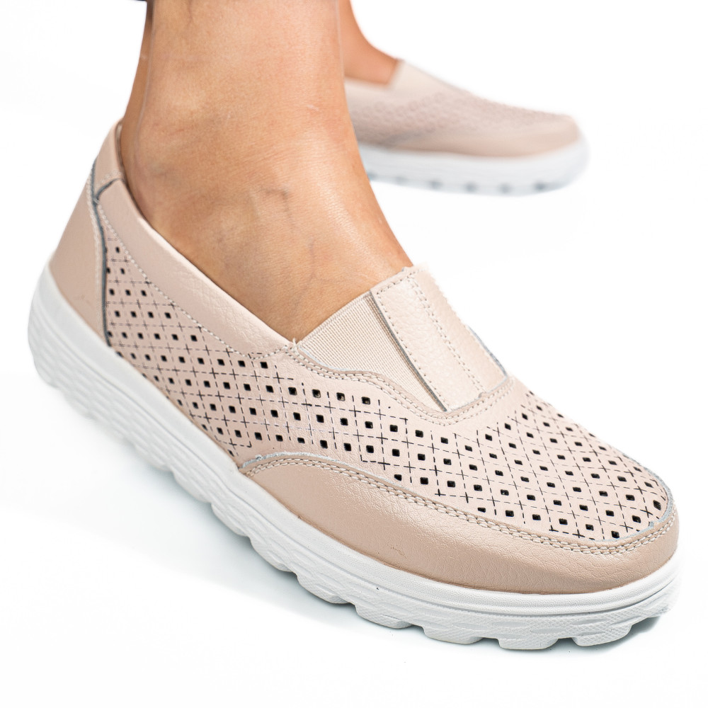 MOCASINI BEJ PIELE NATURALA DSPX22025