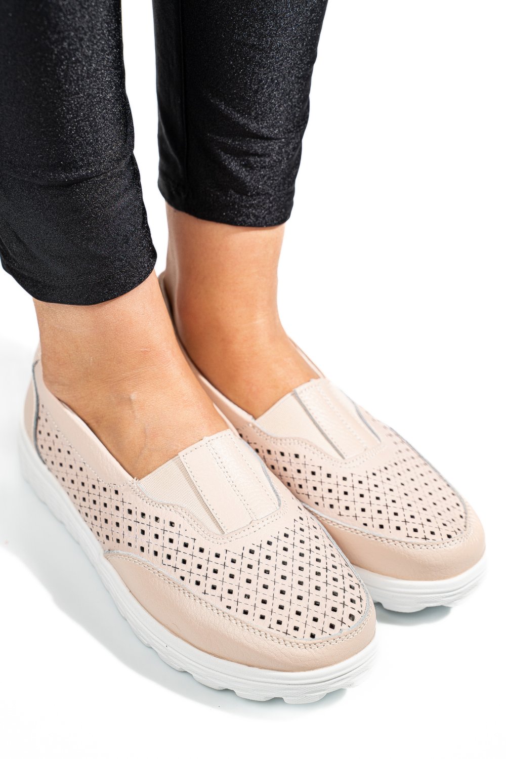 MOCASINI BEJ PIELE NATURALA DSPX22025
