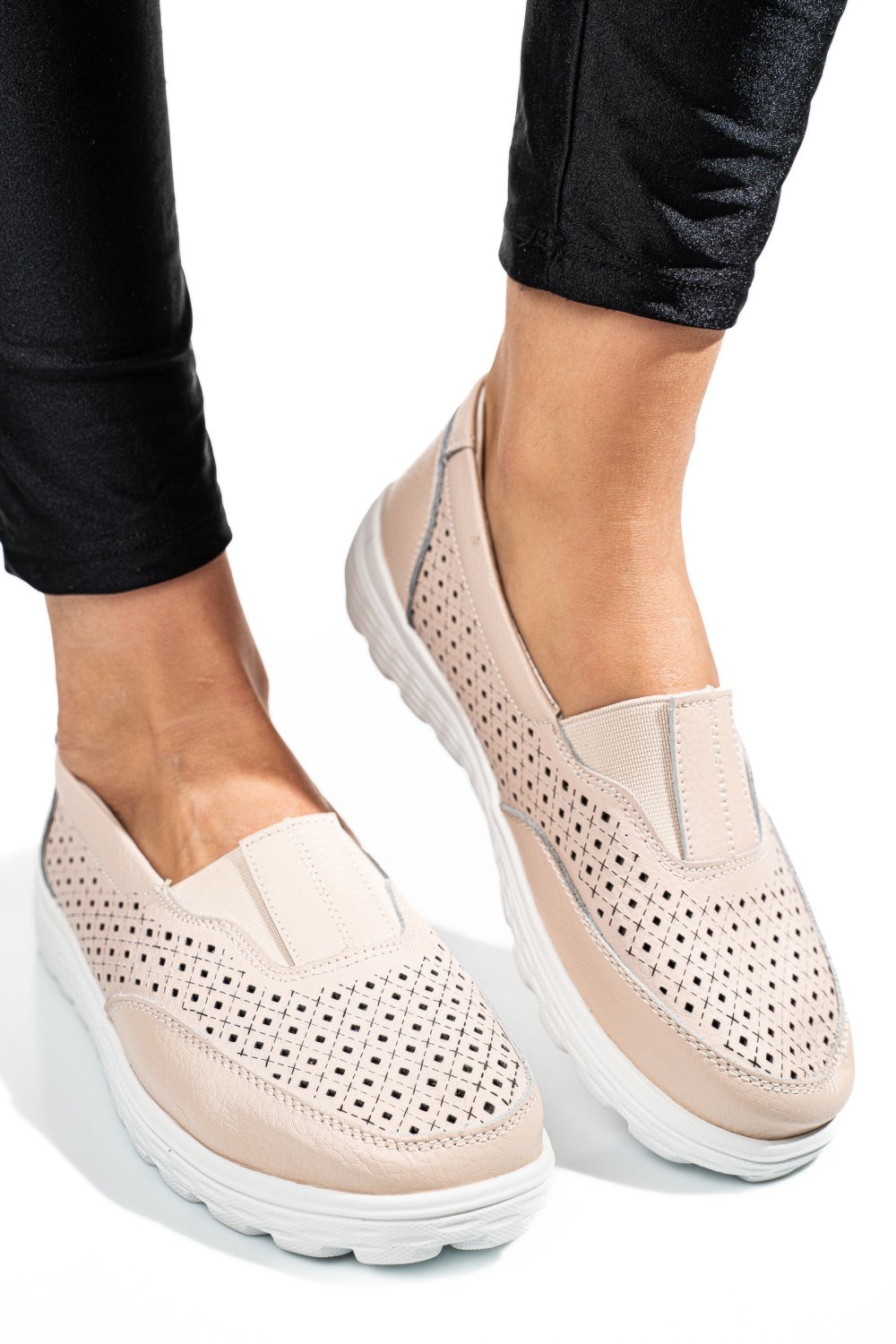 MOCASINI BEJ PIELE NATURALA DSPX22025