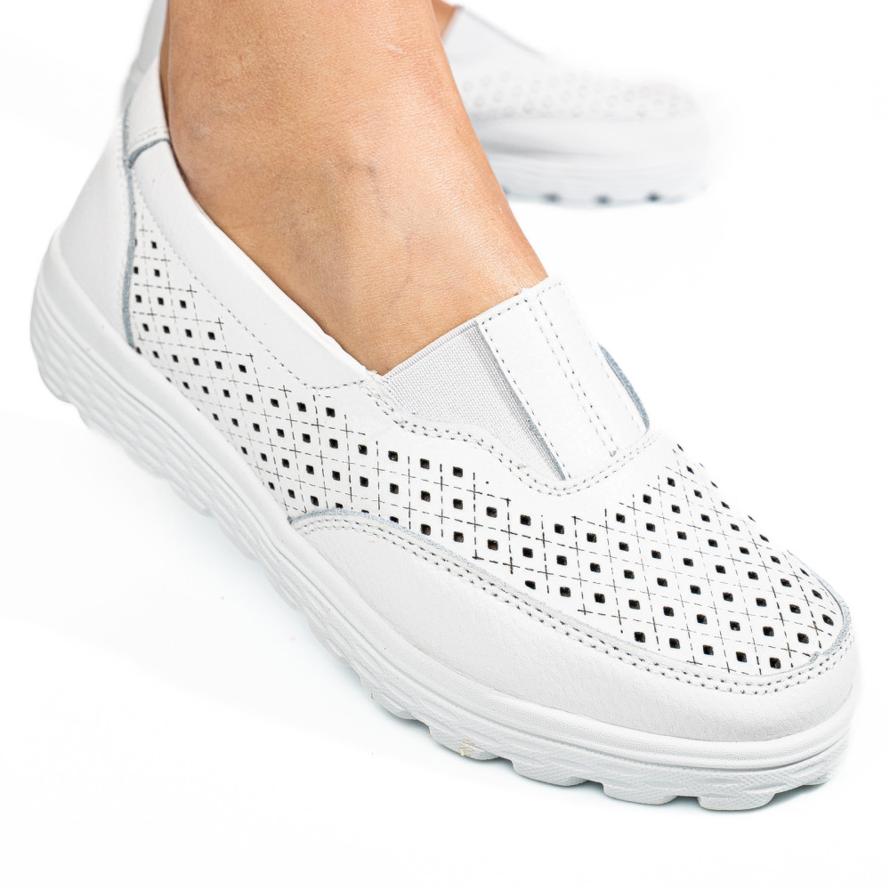 MOCASINI ALBI PIELE NATURALA DSPX22025