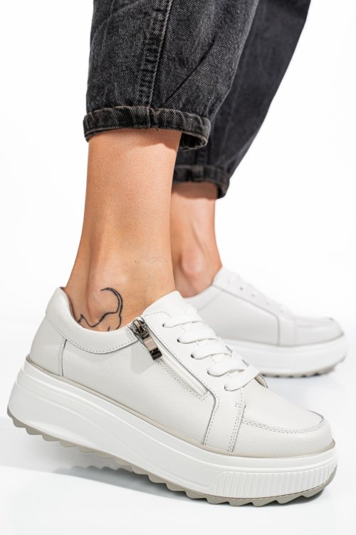 Pantofi sport albi piele naturala tsp3092