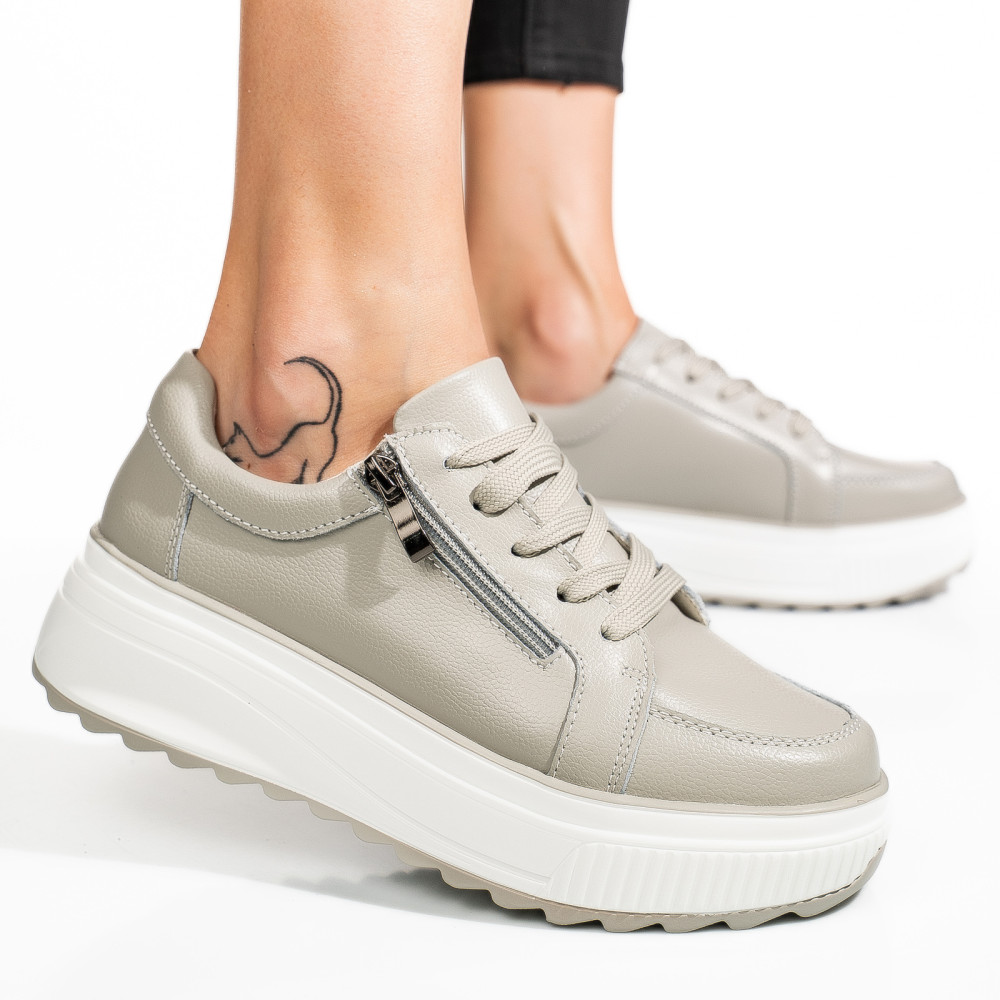 PANTOFI SPORT GRI PIELE NATURALA TSP3092