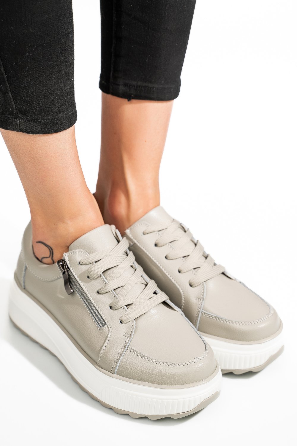 PANTOFI SPORT GRI PIELE NATURALA TSP3092