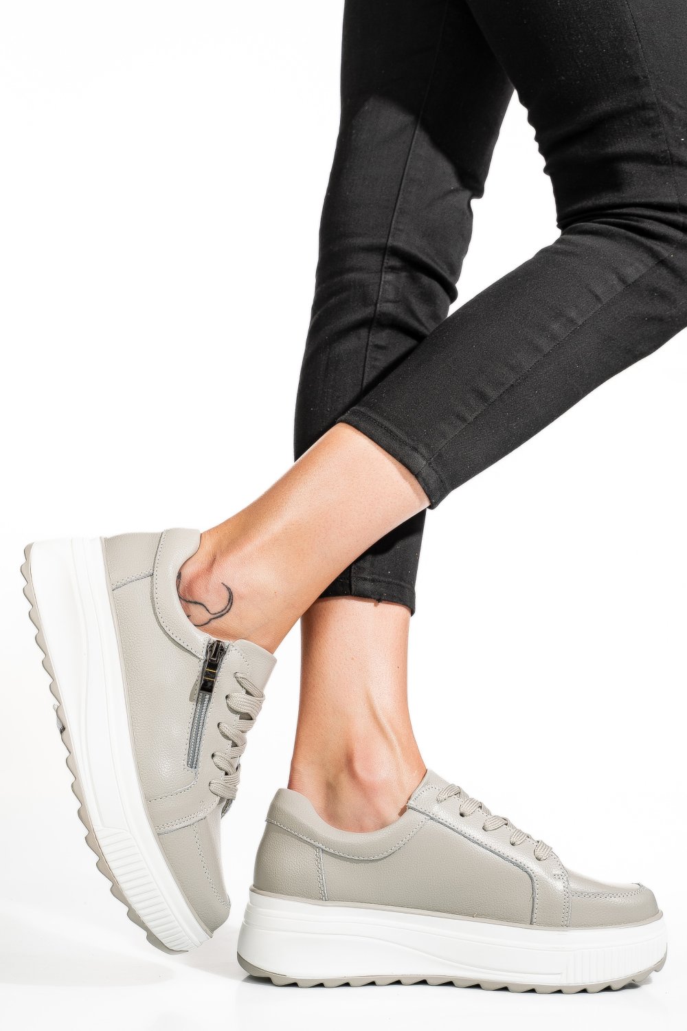 PANTOFI SPORT GRI PIELE NATURALA TSP3092
